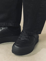 Black Cleat Chunky Lace Up Trainers - Image 4 of 10