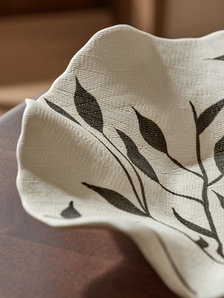 Ceramic Textured Botanical Decorative Bowl - Bild 2 von 3