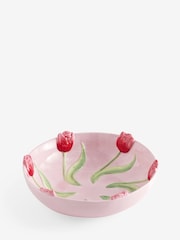 Pink/Green 3D Tulip Ceramic Decorative Bowl - Image 1 of 2