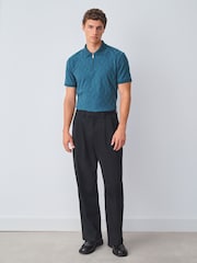 Azul azul-petróleo - Ajuste regular - Camisa Polo Smart Jaquard - Imagem 3 de 5