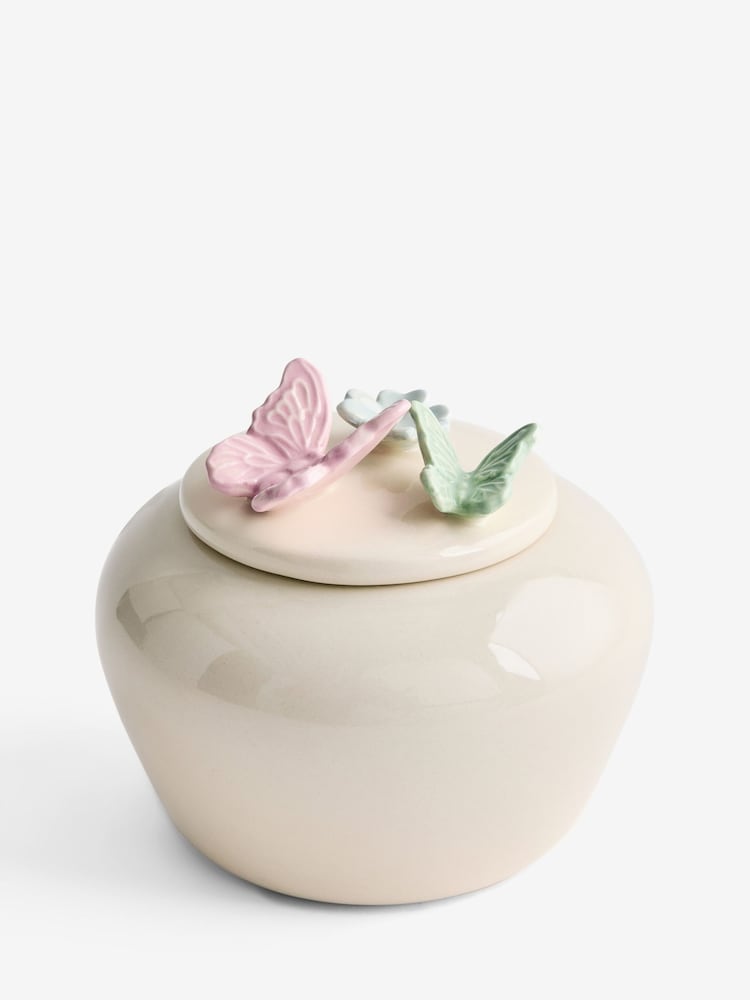 Cream Ceramic 3D Butterfly Trinket Pot - Image 2 of 4