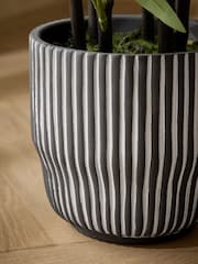 Green Artificial Bamboo Plant in Black Ribbed Pot - Image 2 of 4