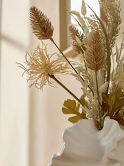 Natural Artificial Dried Florals in White Ceramic Vase - Image 2 of 4