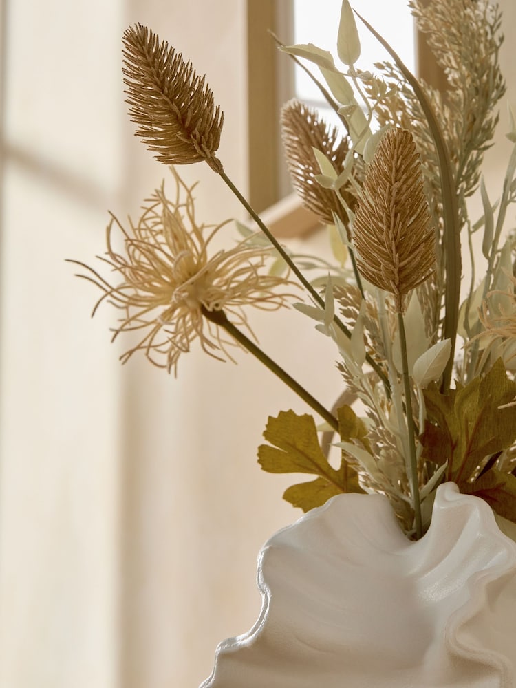 Natural Artificial Dried Florals in White Ceramic Vase - Image 2 of 4 Natural Artificial Dried Florals in White Ceramic Vase - Image 2 of 4