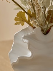 Natural Artificial Dried Florals in White Ceramic Vase - Image 3 of 4