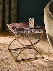 Red Marble Square Side Table - Image 1 of 5