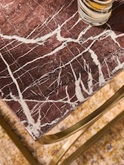 Red Marble Square Side Table - Image 2 of 5