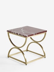 Red Marble Square Side Table - Image 3 of 5