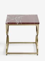 Red Marble Square Side Table - Image 4 of 5