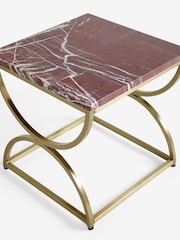 Red Marble Square Side Table - Image 5 of 5