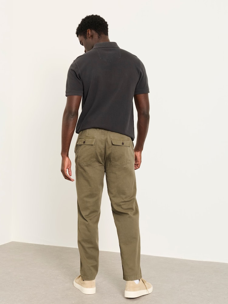FatFace Mylor Khaki Green Tapered Twill Trousers - Image 2 of 6