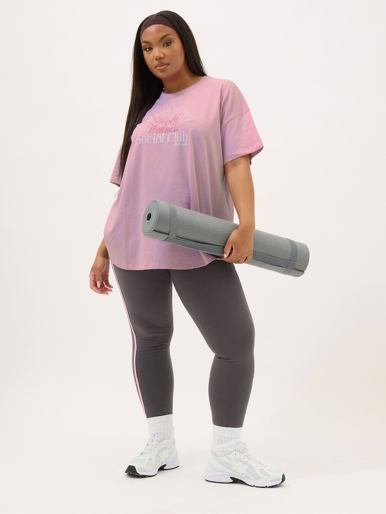 Yours Curve Pink Wellness Retreat Active T-Shirt - Image 1 of 5