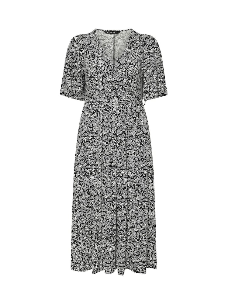 Yours Curve Black Wrap Dress - Image 5 of 5