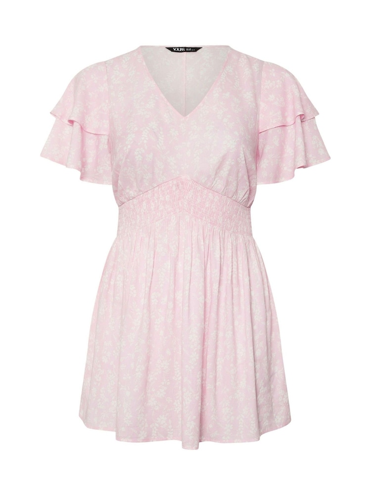 Yours Curve Pink Flutter Sleeve Top - Image 5 of 5