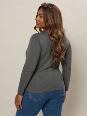 Yours Curve Grey Maternity Wrap Cross-Over Blouse - Image 3 of 9