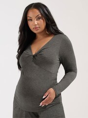 Yours Curve Grey Maternity Wrap Cross-Over Blouse - Image 4 of 9
