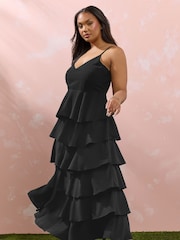 Yours Curve Black Ruffle Formal Maxi Dress - Image 1 of 5