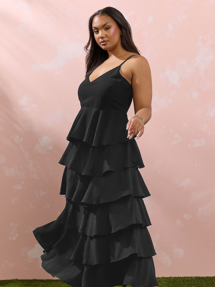 Yours Curve Black Ruffle Formal Maxi Dress - Image 1 of 5