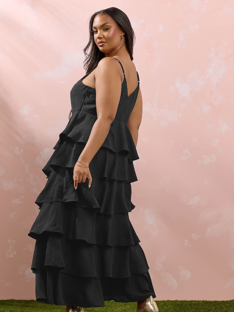 Yours Curve Black Ruffle Formal Maxi Dress - Image 2 of 5