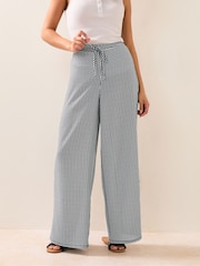 PixieGirl Petite Black Gingham Checked Wide Leg Trousers - Image 2 of 5