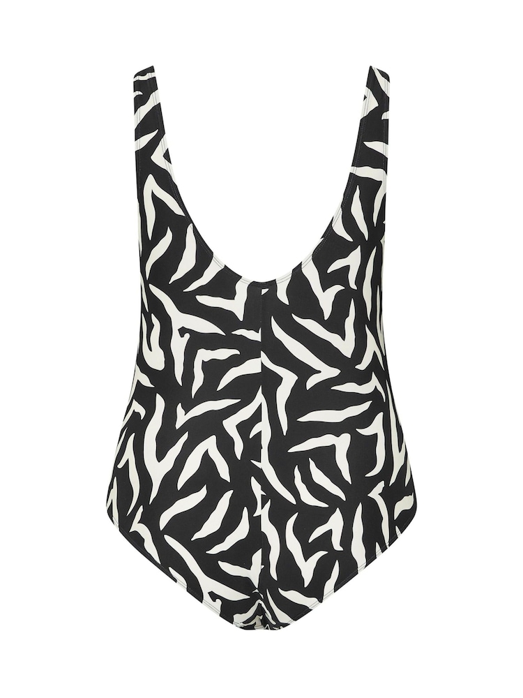 Yours Curve Blue Premium Zebra Animal Print Swimsuit - Image 6 of 6