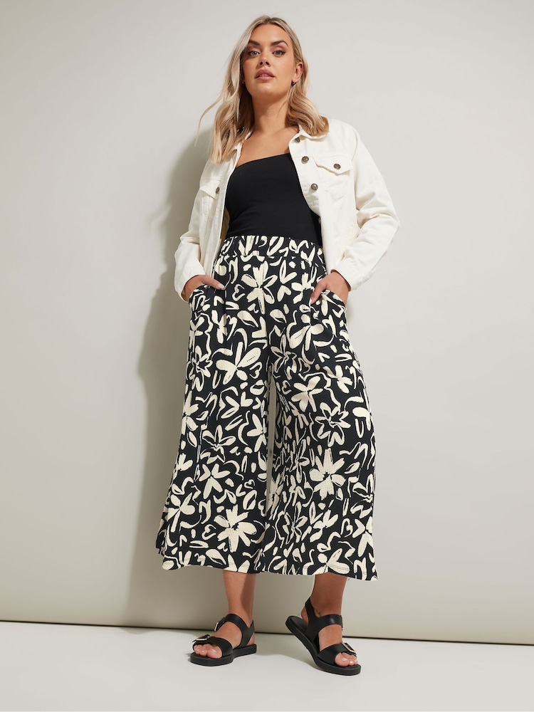 Yours Curve Charcoal Black Midaxi Culottes - Image 1 of 3
