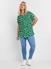 Yours Curve Green Dot Textured Top - Image 2 of 5