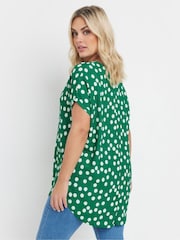 Yours Curve Green Dot Textured Top - Image 3 of 5