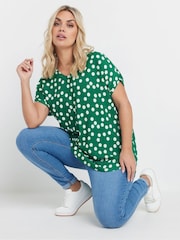 Yours Curve Green Dot Textured Top - Image 4 of 5