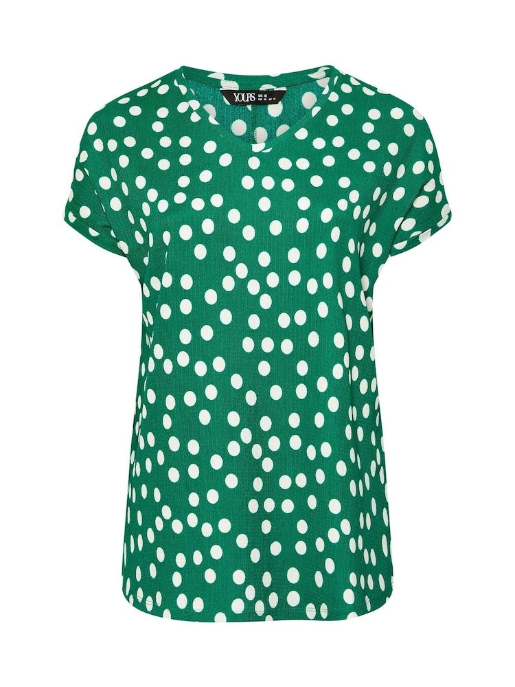Yours Curve Green Dot Textured Top - Image 5 of 5