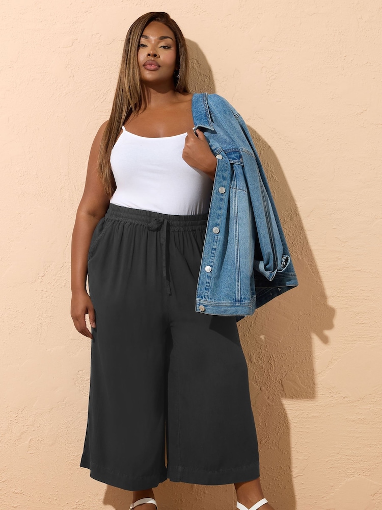 Yours Curve Black Chambray Culottes - Image 2 of 5