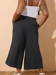 Yours Curve Black Chambray Culottes - Image 3 of 5