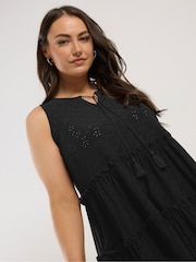 Black Broderie Tierred Vest Top - Image 4 of 5