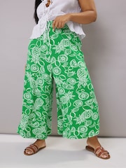 Yours Curve Green Fruit Print Midaxi Culottes - Image 1 of 4