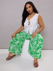 Yours Curve Green Fruit Print Midaxi Culottes - Image 2 of 4