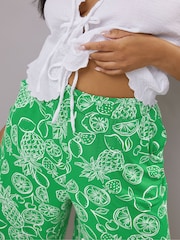 Yours Curve Green Fruit Print Midaxi Culottes - Image 4 of 4