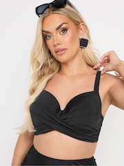 Yours Curve Black Twist Front Underwired Black Bikini - Image 1 of 6