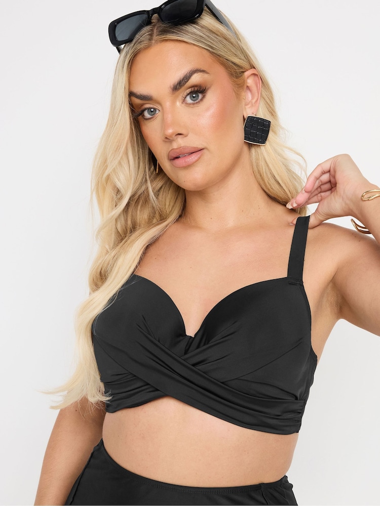 Yours Curve Black Twist Front Underwired Black Bikini - Image 1 of 6