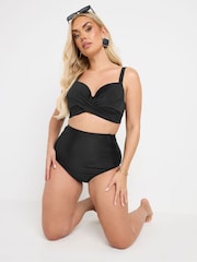 Yours Curve Black Twist Front Underwired Black Bikini - Image 2 of 6