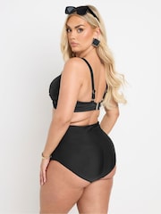 Yours Curve Black Twist Front Underwired Black Bikini - Image 4 of 6