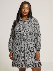 Yours Curve Black Mini Shirt Dress - Image 1 of 5