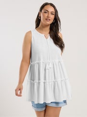 White Broderie Tierred Vest Top - Image 1 of 5