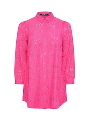 Yours Curve Pink Broderie Long Sleeve Shirt - Image 5 of 5