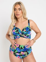 Yours Curve Black Tropical Underwired Bikini Top - Image 2 of 6