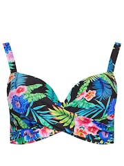Yours Curve Black Tropical Underwired Bikini Top - Image 5 of 6