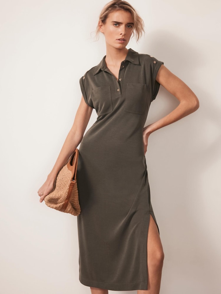 Mint Velvet Green Utility Midi Dress - Image 1 of 8