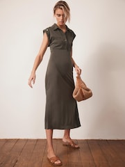Mint Velvet Green Utility Midi Dress - Image 2 of 8