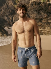 FatFace Trevose Navy Embroidered Palm Tree Swim Shorts - Image 2 of 7