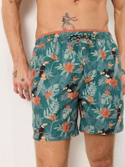 FatFace Tresvose Teal Blue Toucan Print Swim Shorts - Image 3 of 6