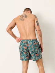 FatFace Tresvose Teal Blue Toucan Print Swim Shorts - Image 4 of 6